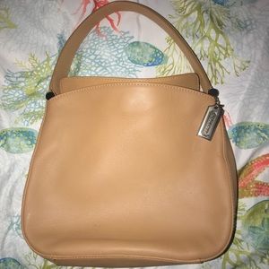 Small tan Coach leather handbag